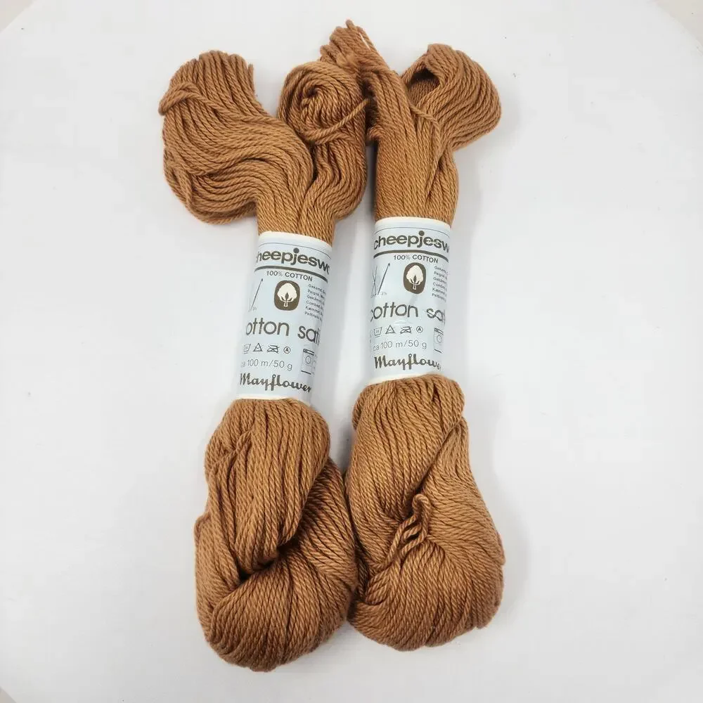 2 Hanks Vintage Scheepjeswol 688 100% Cotton Satin Yarn Mayflower 100M/50g Ea.